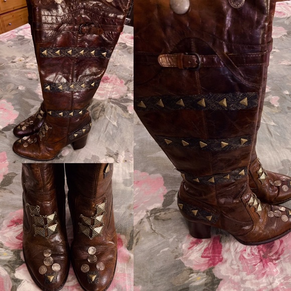 Customed Brown Leather Vintage Boots
